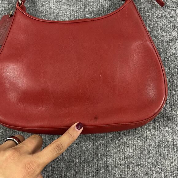 Vintage Coach Legacy Demi Red Leather Shoulder Hobo Baguette Bag 8319 90s Y2K - Picture 5 of 13